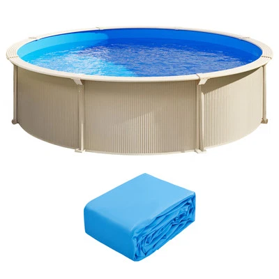 Revêtement de Piscine Ronde Doublure Style Unibead 350x120 cm Couleur Unie - Photo 1/4
