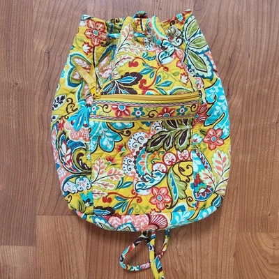 Vera Bradley Provencal Yellow Floral Drawstring Cinch Backpack 14"x13” EUC - Image 1 of 4