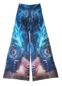 Android Jones Harmony Of Dragons Womens Wide Leg Pants Flare Fantasy Sci Fi Art - Picture 1 of 4