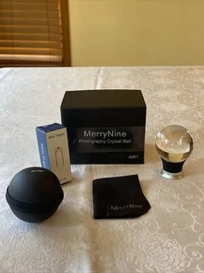 Merry Nine 3 in. Clear Crystal Ball Orb For Photography with Accessories & Box - Picture 1 of 11