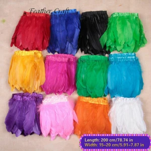 2M Franges En Plume D'Oie À Pompons Teintes Décorations De Jupe DIY - Photo 1 sur 21