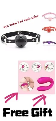 Arnés mordaza boca abierta 4 piezas juguetes sexuales bola oral sujeción adulto esclavo esclavitud👓 Foto 1 de 4