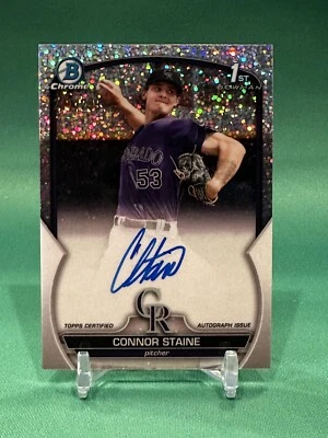 2023 Bowman Chrome 1st REFRACTOR RC ROOKIE AUTO Connor Staine /299 Speckle - Image 1 of 2