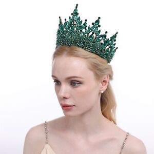 7.5cm Tall Large Crystal Beads Tiara Wedding Queen Princess Crown For Women