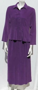 TIANELLO USA Purple Soft Tencel Fitted Blouse Top + Tunnel Midi Skirt Set  US S - Picture 1 of 7