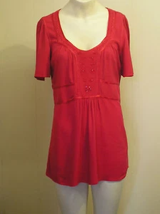 Evie Collection lovely red blouse with embroidery pattern Size 10-12 - Great! - Picture 1 of 3