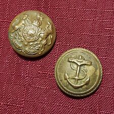 Two Antique WW2 Era Military Buttons. US Navy And British Military. 7/8" & 1".