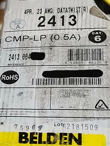 Belden 2413 23/4P Enhanced CAT6+ UTP DataTwist Network Cable Plenum Yellow/100ft - Picture 1 of 8