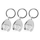 3PCS Key Ring Metal Keychain Coins Trolley Supplies Shopping Cart Token Pendants