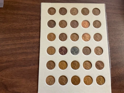Set "S"  Mint Lincoln Wheatback Cents(Pennies) 1916 - 1955 on Board Cover