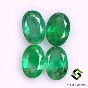 1.66 Cts Certified Natural Emerald Oval Cut 6x4 mm Lot 04 Pcs Faceted Gemstones - Picture 1 of 6