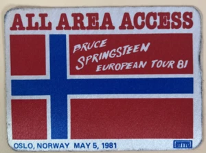 BRUCE SPRINGSTEEN 1981 Backstage Pass Oslo Norway 5/5/81 All Access - Picture 1 of 2