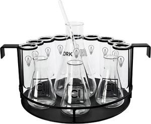 CORK GENIUS 15-teiliges Chemie Schnapsglas Set, 9 Röhren 3 Kolben 1 Mixer 1 Stab - Bild 1 von 7