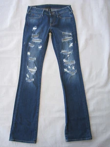 Pantalones de mezclilla rectos para mujer True Religion Billy talla 24 destruidos con elásticos - Imagen 1 de 11