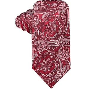 GEOFFREY BEENE Red Gray White Color Paisley Polyester Silk Blend Tie - Picture 1 of 3