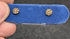 14k Yellow Gold & Champagne Studs .20ctw round diamonds vintage - Picture 1 of 7