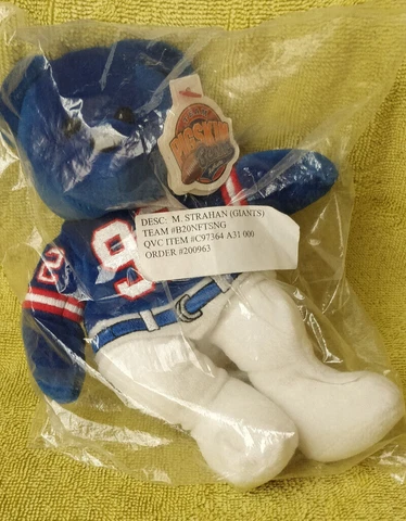 SEALED Vintage 90s Team Pigskin Bears New York Giants M Strahan #92 Plush Beanie Cover