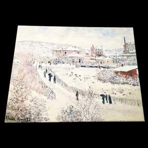 Claude Monet Fine Art Print on Canvas Repro Argenteuil in the Snow 19.5 x 15.5 - Picture 1 of 10