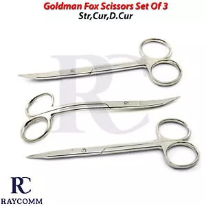 Goldman Fox Suturas Tijeras Tejidos Veterinarios Instrumentos de Corte CE Juego de 3 - Imagen 1 de 7