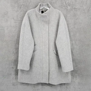 Abrigo J Crew Cocoon 22 Italiano Estadio Tela Mezcla Lana Nello Gori Gris Cremallera Completa - Imagen 1 de 14