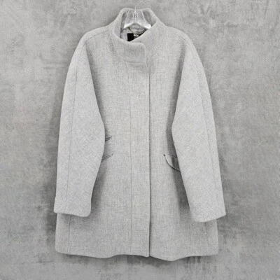 J Crew Cocoon Coat 22 Italian Stadium Cloth Wool Blend Nello Gori Grey Full Zip - Image 1 of 4