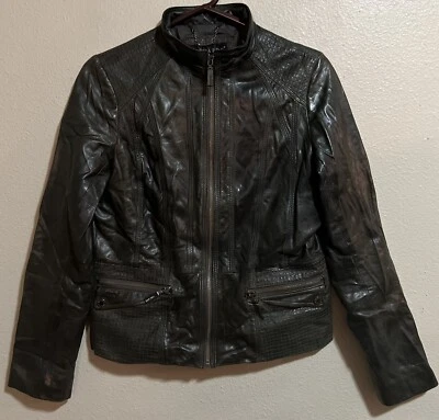 Chaqueta de moto de cuero BERNARDO, abrigo ligero talla mediana para mujer J985 Foto 1 de 4
