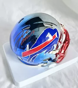 BUFFALO BILLS JOSH ALLEN signed TWO TONE CHROME MINI HELMET BECKETT WITNESS BAS - Picture 1 of 9