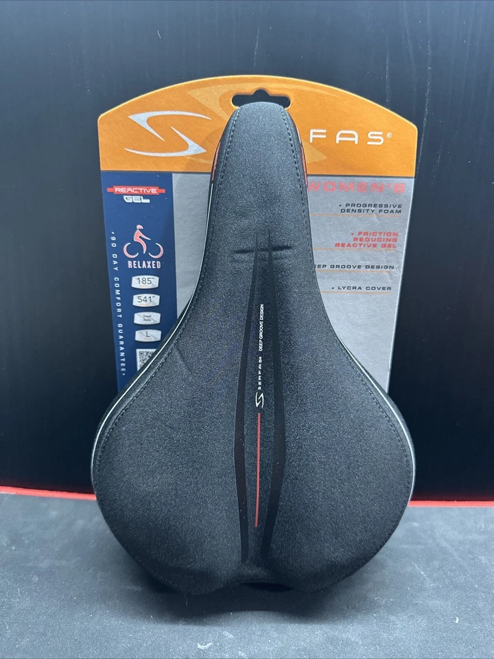 Serfas Feminino LS-100 Gel Reativo Selim/Assento de Bicicleta, Capa de Lycra, Conforto NOVO - Imagem 1 de 2