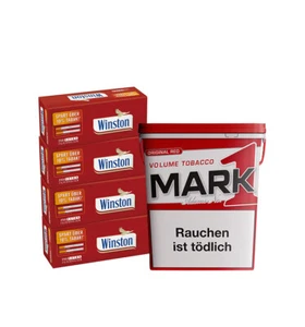 1 x EIMER MARK ADAMS Volumentabak 320 Gramm & 1.000 Winston Extra Hülsen