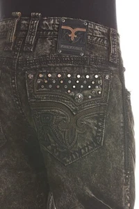 Jean Rock Revival Glendon Biker Recto Elástico Tachonado Cobre Para Hombre Talla 38X33 - Imagen 1 de 20