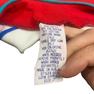 Conjunto de 2 pantalones suéter cárdigan rojo azul vintage Boysland niño pequeño talla 2T - Imagen 1 de 9