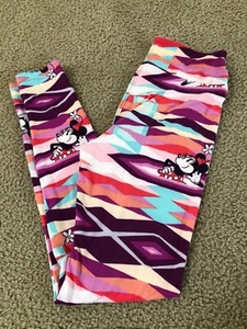 NWT LuLaRoe Disney Leggings OS Minnie Mouse Flower Pink Purple Teal Orange Aztec - Picture 1 of 2