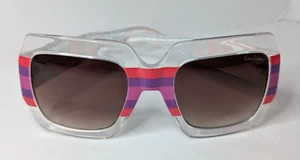 Lilly Pulitzer Oversized Square Splashdance Sunglasses Stripes Floral Tropical - Picture 1 of 9