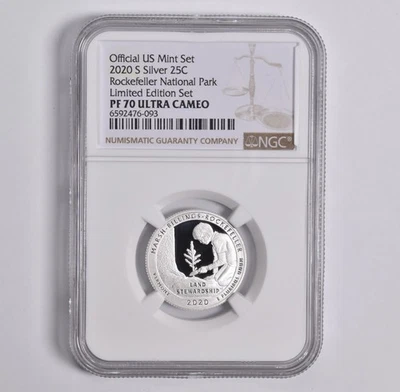 PF70 UCAM 2020-S Silver Rockefeller Nat'l Park Quarter Limited Edition NGC *8269 - Image 1 of 4