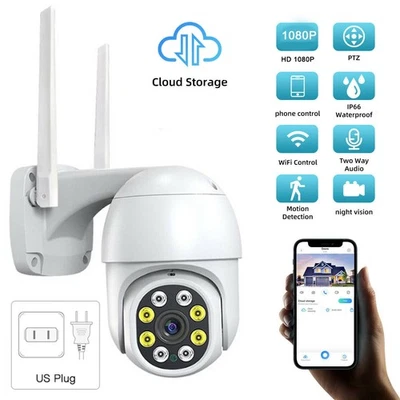 360° HD 1080p WiFi Wireless PTZ Zoom Outdoor Red IR Night Security Camera/W Card - Image 1 of 4