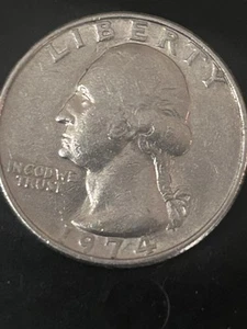 1974 no mint mark Error quarter , Obverse  (letter,date &rim) Errors. Reverse - Picture 1 of 2