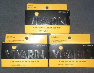LOT 3 Boxes VIVARIN Caffeine Pills 200mg Caffeine per Dose 64 Tablets Exp 8/25 - Image 1 of 3