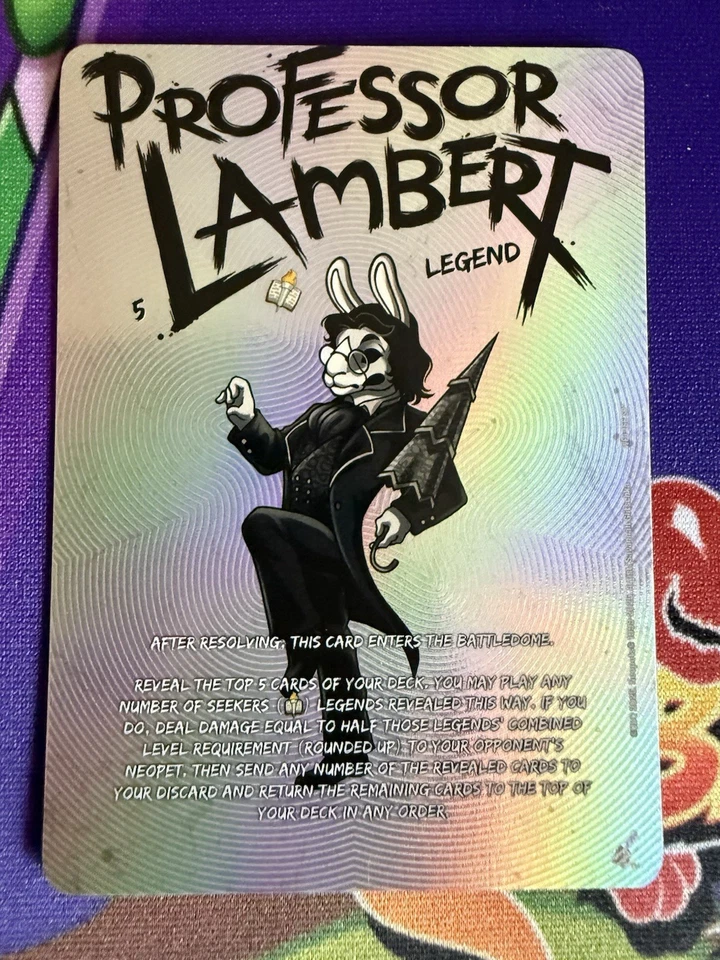 Neopets Battledome TCG Obelisk Alt Art / Album Parody SR* Professor Lambert - Image 1 of 1