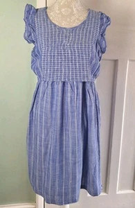 Motherhood Maternity Blue Striped Sleeveless Nursing Dress - Size M (12 / 14) - Picture 1 of 5