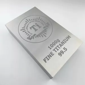 Titanium 1 kg Bar 99.5% 119 mm × 73.6 mm × 25.4 mm Laser Engraved Periodic Table - Picture 1 of 1