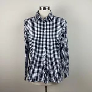 Tommy Hilfiger Black White Gingham Collared Long Sleeve Button Down Top Women - Picture 1 of 7