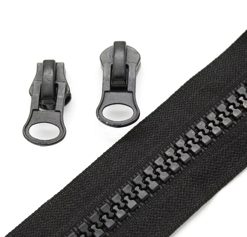 ALANSEW BLACK AUTOLOCK ZIP SLIDER = MOULDED / VISLON for No8 ZIP (no zip included) 8v