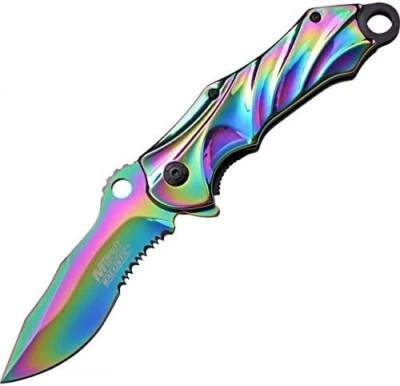 Knife MTECH 8.50" Overall Assisted knife Rainbow Liner lock Clip Point MT-A888RB - Image 1 of 2
