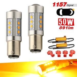 2X 1157 LED Yellow Amber DRL Turn Signal Parking Light Bulbs + LR - Picture 1 of 6