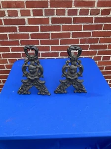 Antique Jenny Lind Cast Iron Fireplace Andirons - Picture 1 of 7