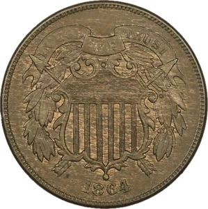 1864 Large Motto Two Cent Piece - Uncirculated - Picture 1 of 2