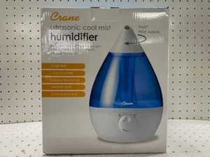 Crane Ultrasonic Cool Mist Humidifier Quiet 1 Gallon Tank Medium Room Blue - Picture 1 of 5