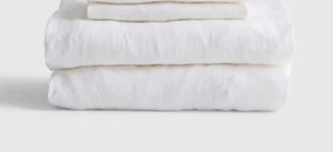 NWOT QUINCE EUROPEAN LINEN 3 PIECE SHEET SET TWIN WHITE W/ TWIN XL FLAT SHEET - Picture 1 of 12