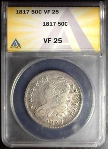 1817 Overton/O-105a (105.6) R-4 ANACS VF25 Bust Half Dollar - Strong Clashes - Picture 1 of 3