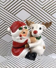 Rudolph By Fitz & Floyd Hugging Salt & Pepper Shakers Santa Vintage Circa 1976